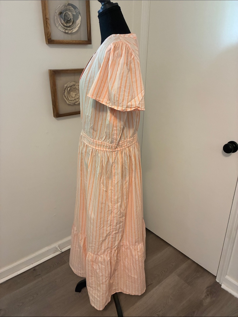 LOFT Striped Smocked Waist Midi Dress - Picture 4 of 6